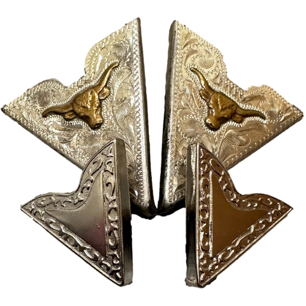 Western Collar Tips Silver Cowboy Cowgirl Longhorn St… Gem
